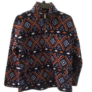 Old Navy Women’s L Navy Aztec 1/4 Zip Pullover Fleece NWT